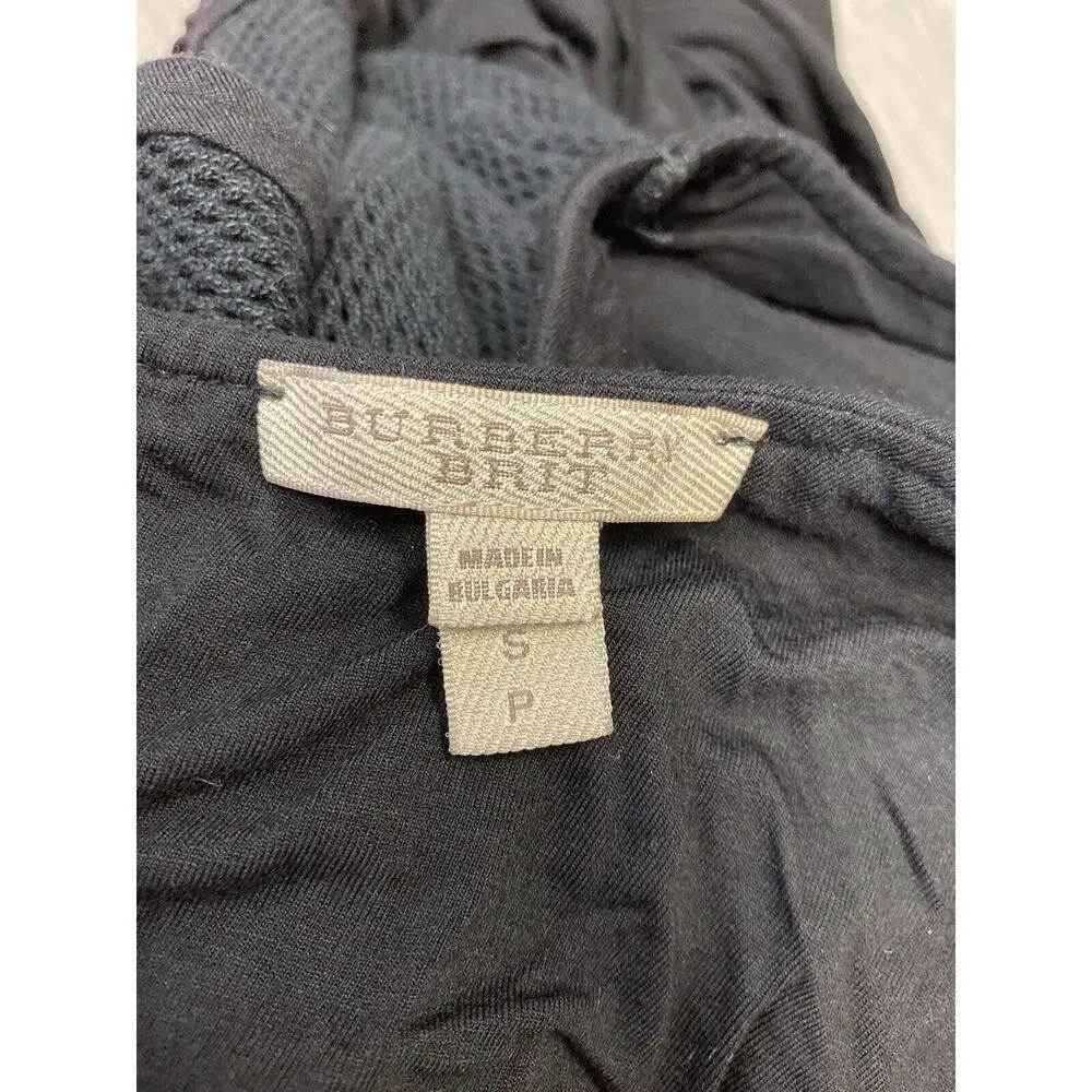 BURBERRY BRIT Black Sleeveless Mesh Accents Stretch A-Line Knee Length Dress S - Picture 4 of 7